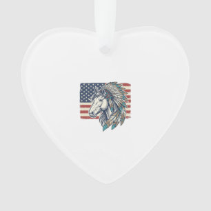 Patriotisches Pferd Flagge Vintage Vektor T-Shirt  Ornament