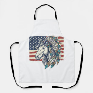 Patriotisches Pferd Flagge Vintage Vektor T-Shirt Schürze