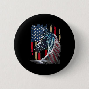 Patriotisches Pferd US-Flagge Vintages Pferd 4. Ju Button