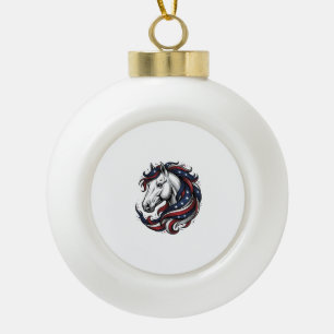 Patriotisches Pferd Vintage-Stich Vektor Kunst Keramik Kugel-Ornament
