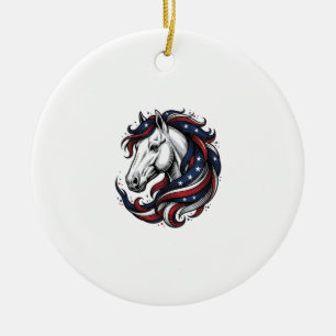 Patriotisches Pferd Vintage-Stich Vektor Kunst Keramik Ornament