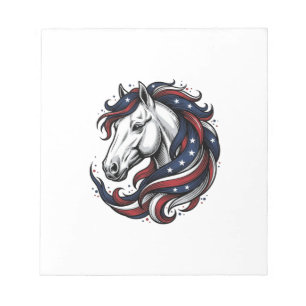 Patriotisches Pferd Vintage-Stich Vektor Kunst Notizblock