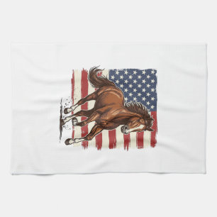 Patriotisches Pferd Vintage Western Vektor Design_ Geschirrtuch