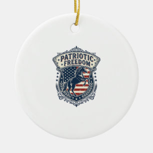 Patriotisches Pferde-Ranch-Mom-Vektorgrafik-T-Shir Keramik Ornament
