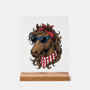 Patriotisches Pferdekopf-Vektor-Shirt-Design_1 Acrylschild