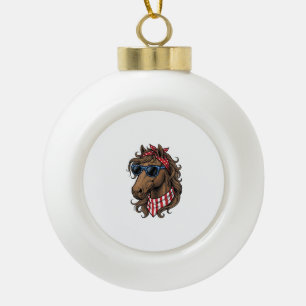 Patriotisches Pferdekopf-Vektor-Shirt-Design_1 Keramik Kugel-Ornament