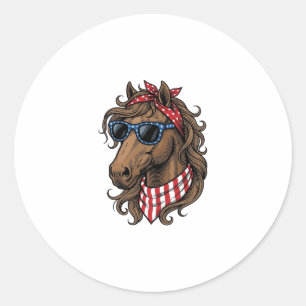 Patriotisches Pferdekopf-Vektor-Shirt-Design_1 Runder Aufkleber