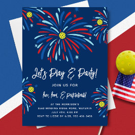 Patriotisches Pickleball & Feuerwerk 4. Juli Party Einladung