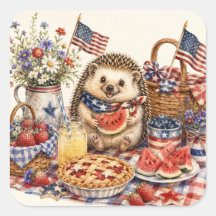 Patriotisches Picknick-Igel-Wasserfarben-Design