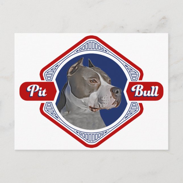 Patriotisches Pit Bull Dog Logo Postkarte (Vorderseite)