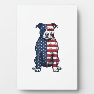 Patriotisches Pit Bull Vintage-Gravur-Vektordesign Fotoplatte