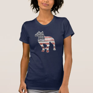 Patriotisches Pitbull, amerikanische Flagge T-Shirt