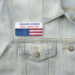Patriotisches politisches Kampagne USA-Flagge Name Namensschild