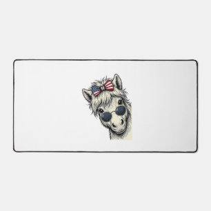 Patriotisches Pony mit Sonnenbrille Vintage-Vektor Schreibtischunterlage