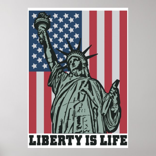 Patriotisches Poster - Freiheitsstatue - US-Flagge (Vorne)
