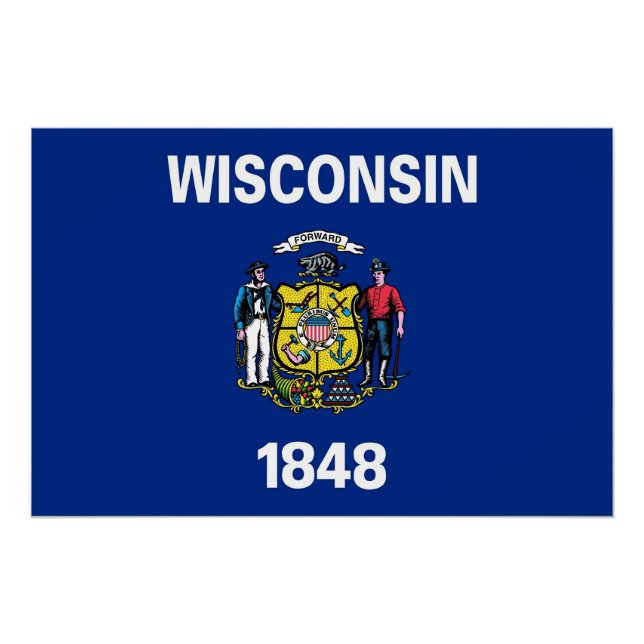 Patriotisches Poster mit der Flagge von Wisconsin (Vorderseite)