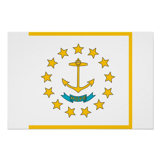 Patriotisches Poster mit Fahne auf der Insel Rhode (Vorderseite)