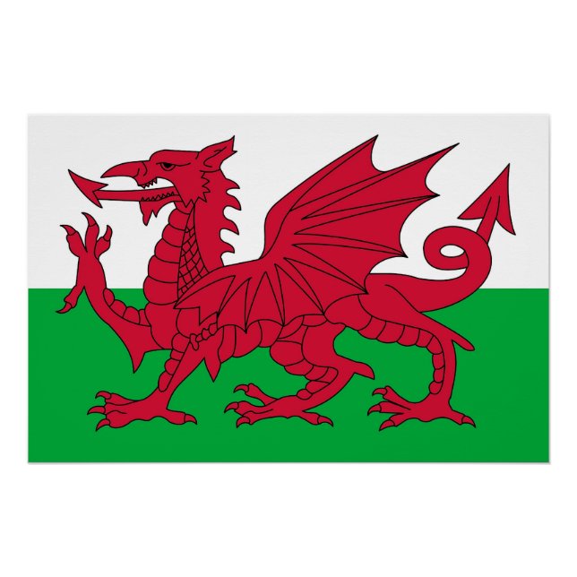 Patriotisches Poster mit Flagge von Wales (Vorderseite)