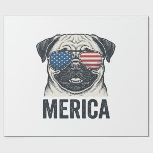 Patriotisches Pug Merica Vintage Gravur Shirt Desi Geschenkpapier