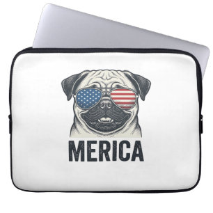 Patriotisches Pug Merica Vintage Gravur Shirt Desi Laptopschutzhülle