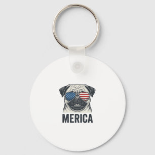 Patriotisches Pug Merica Vintage Gravur Shirt Desi Schlüsselanhänger