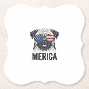 Patriotisches Pug Merica Vintage Gravur Shirt Desi Untersetzer
