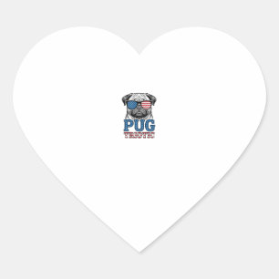 Patriotisches Pug Vintage Gravur Shirt Design_1 Herz-Aufkleber