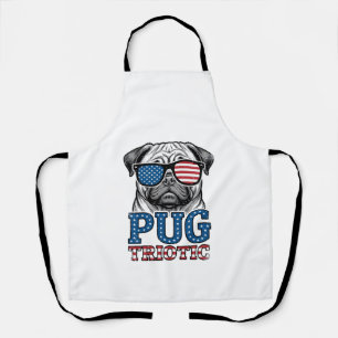 Patriotisches Pug Vintage-Stickerei-Shirt-Design_1 Schürze