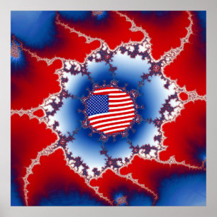 Patriotisches Red White & Blue American Flag Frakt Poster