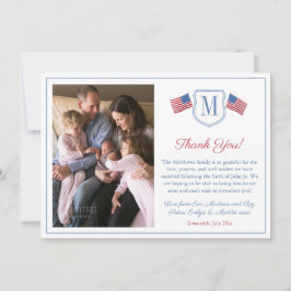 Patriotisches Red White Blue Wappen Family Picture Dankeskarte