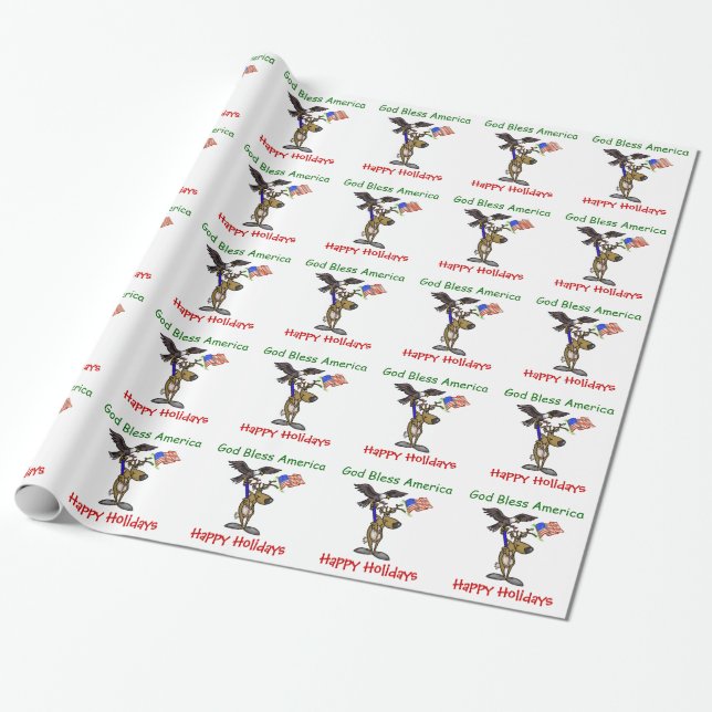 Patriotisches Ren-WeihnachtsPackpapier Geschenkpapier (Ungerollt)