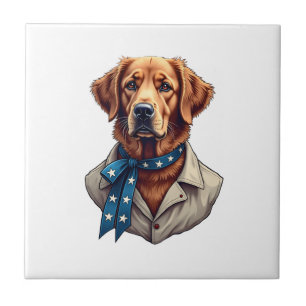 Patriotisches Retriever-Stolz Vintage-Hunde-Shirt Fliese