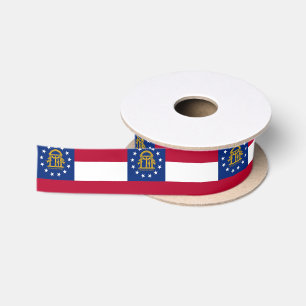 Patriotisches Ribbon mit Flagge von Georgia, USA. Satinband