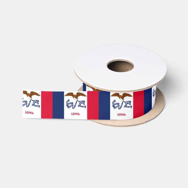 Patriotisches Ribbon mit Flagge von Iowa, USA. Satinband (Spule)