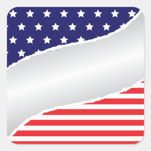 Patriotisches Riss und Träne Quadratischer Aufkleber