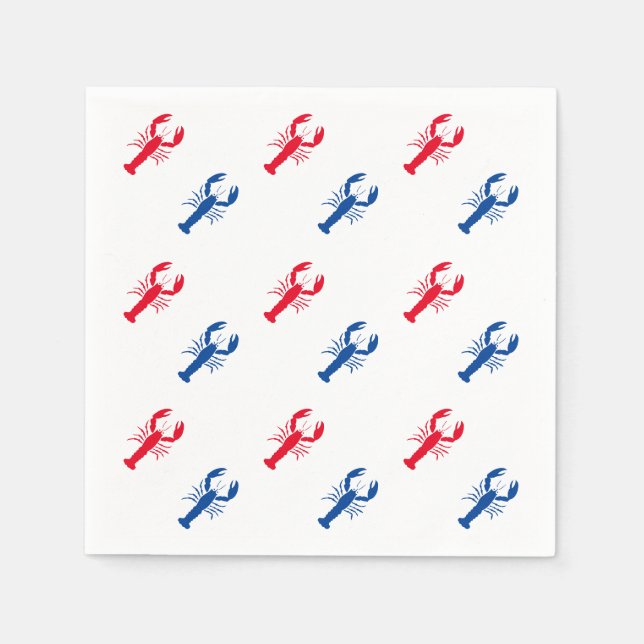 Patriotisches Rot-Blau-Hummer-Musterpapier Serviette (Vorderseite)