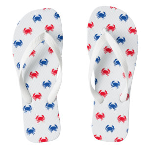 Patriotisches Rot-Blau-Krabbenmuster niedlicher Sp Flip Flops