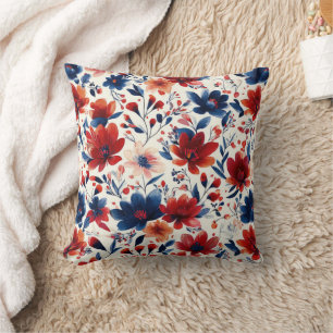 Patriotisches Rot Blau Weiß Floral (10) Kissen