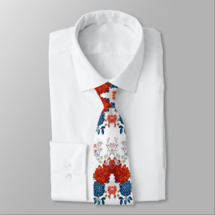 Patriotisches Rot Blau Weiß Floral (1) Krawatte
