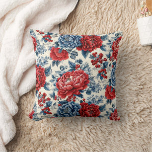 Patriotisches Rot Blau Weiß Floral (7) Kissen