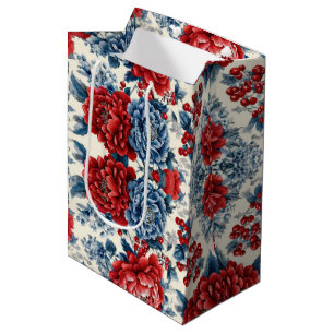 Patriotisches Rot Blau Weiß Floral (9) Mittlere Geschenktüte