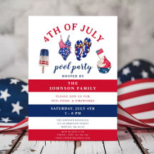 Patriotisches Rot und Blau Juli Pool Party 4.