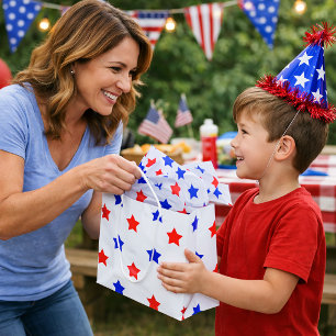 Patriotisches Rot und Blau Stern Modernes Muster Große Geschenktüte