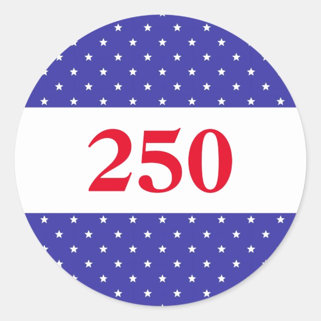 Patriotisches Rot Weiß & Blau 250 Runder Aufkleber (Vorderseite)