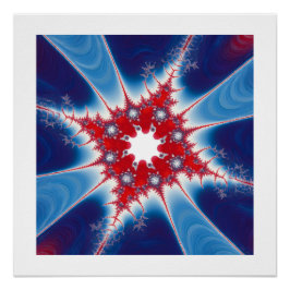Patriotisches Rot Weiß & Blau Mandelbrot Fraktal Poster