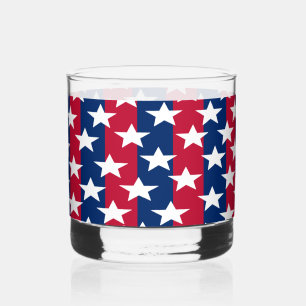 Patriotisches Rot-Weiß-Blau-Sterne-Trinkgeschirr Whiskyglas