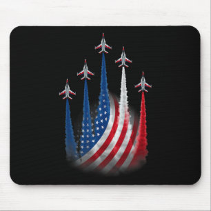 Patriotisches Rot Weiß Blau USA-Flagge-Kampfjets 4 Mousepad