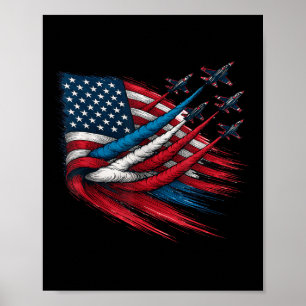 Patriotisches Rot Weiß Blau USA-Flagge-Kampfjets 4 Poster