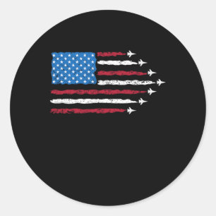 Patriotisches Rot Weiß Blau USA-Flagge-Kampfjets 4 Runder Aufkleber