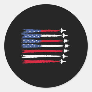 Patriotisches Rot Weiß Blau USA-Flagge-Kampfjets 4 Runder Aufkleber